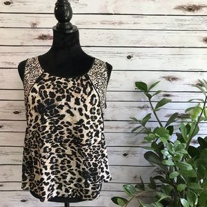 Adrianna Papell Animal Print Georgette Tank Top